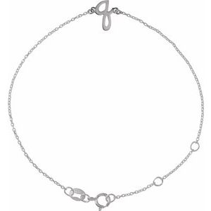 14K White Initial Q 6 1/2-7 1/2" Bracelet BRC957:195:P