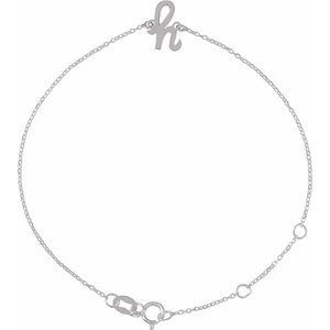Sterling Silver Initial H 6 1/2-7 1/2" Bracelet BRC957:218:P