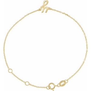 14K Yellow Initial Y 6 1/2-7 1/2" Bracelet BRC957:153:P