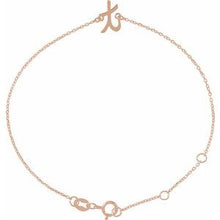 14K Rose Initial T 6 1/2-7 1/2