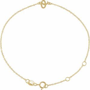 14K Yellow Initial O 6 1/2-7 1/2" Bracelet BRC957:194:P