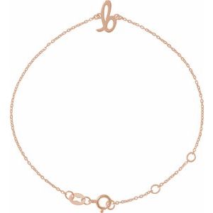 14K Rose Initial B 6 1/2-7 1/2" Bracelet BRC957:185:P