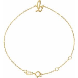 14K Yellow Initial B 6 1/2-7 1/2" Bracelet BRC957:188:P