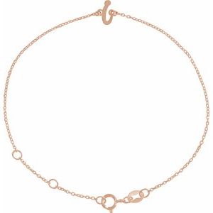 14K Rose Initial I 6 1/2-7 1/2" Bracelet BRC957:173:P