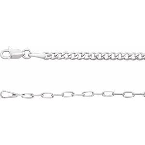 Sterling Silver 2.7 mm Curb & Paperclip-Style 16" Chain CH1247:105:P
