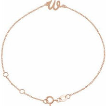 14K Rose Initial W 6 1/2-7 1/2