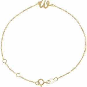 14K Yellow Initial W 6 1/2-7 1/2" Bracelet BRC957:148:P