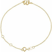 14K Yellow Initial W 6 1/2-7 1/2