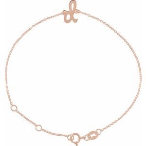 14K Rose Initial D 6 1/2-7 1/2" Bracelet BRC957:135:P