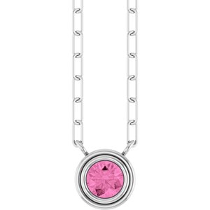 14K White Natural Pink Sapphire 18" Necklace 88688:365:P