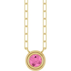 14K Yellow Natural Pink Sapphire 18" Necklace 88688:369:P