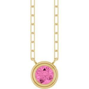 14K Yellow Natural Pink Sapphire 18" Necklace 88688:370:P