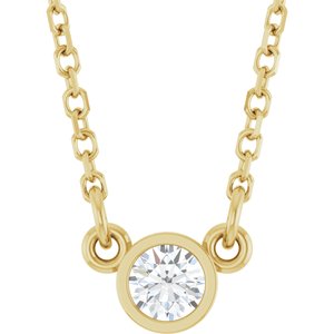 14K Yellow 1/10 CT Natural Diamond Solitaire 18" Necklace  61134:209631:P