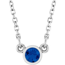 Rhodium-Plated Sterling Silver Imitation Blue Sapphire Solitaire 16