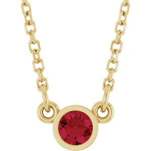 14K Yellow Natural Ruby Solitaire 16" Necklace  61134:60089:P