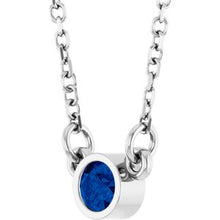 Rhodium-Plated Sterling Silver Imitation Blue Sapphire Solitaire 16