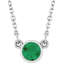 Rhodium-Plated Sterling Silver Lab-Grown Emerald Solitaire 16