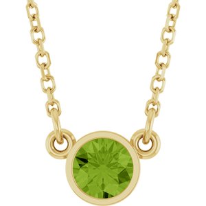 14K Yellow Natural Peridot Solitaire 16" Necklace  61134:60022:P