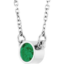 Rhodium-Plated Sterling Silver Lab-Grown Emerald Solitaire 16