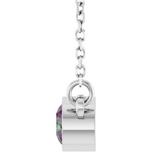 Rhodium-Plated Sterling Silver Imitation Alexandrite Solitaire 16