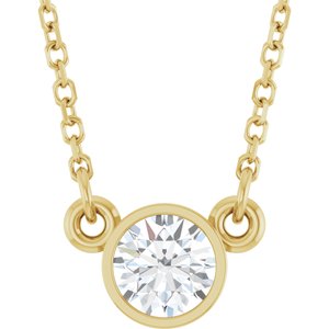 14K Yellow 1/3 CT Natural Diamond Solitaire 18" Necklace  61134:602:P