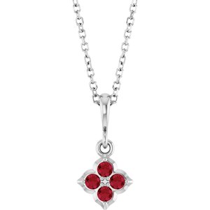 14K White Lab-Grown Ruby 16-18" Necklace 88717:100:P