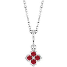 14K White Lab-Grown Ruby 16-18