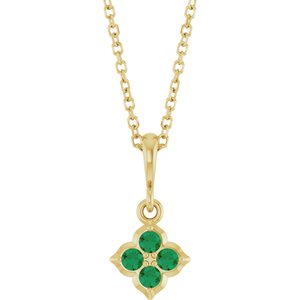 14K Yellow Lab-Grown Emerald 16-18" Necklace 88717:110:P