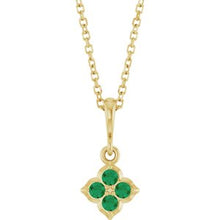 14K Yellow Lab-Grown Emerald 16-18