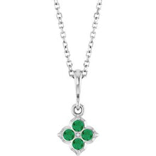 14K White Lab-Grown Emerald 16-18