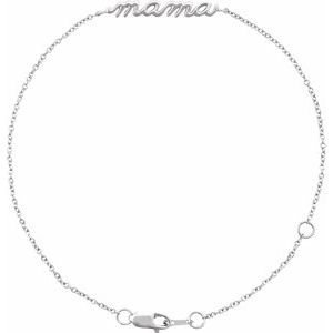 14K White Mama 6 1/2-7 1/2" Bracelet BRC875:102:P
