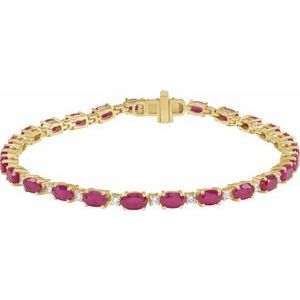 14K Yellow Lab-Grown Ruby & 5/8 CTW Lab-Grown Diamond Line 7" Bracelet BRC978:LG100:P