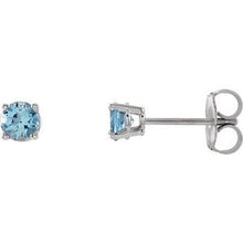 14K White 4 mm Natural Aquamarine Stud Earrings 1874:70012:P