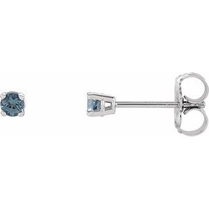 14K White 2.5 mm Natural Aquamarine Stud Earrings 1874:70011:P
