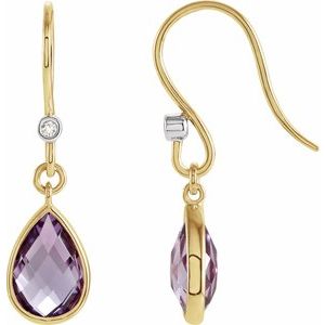 14K Yellow/White Natural Amethyst & .02 CTW Natural Diamond Earrings 67303:102:P