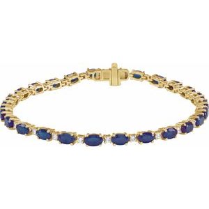 14K Yellow Lab-Grown Blue Sapphire & 5/8 CTW Lab-Grown Diamond Line 7" Bracelet BRC978:LG106:P