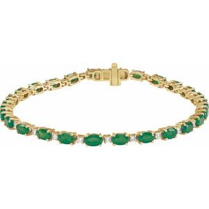 14K Yellow Lab-Grown Emerald & 5/8 CTW Lab-Grown Diamond Line 7" Bracelet BRC978:LG103:P