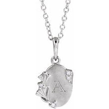 14K White .025 CTW Natural Diamond Engravable Floral 18