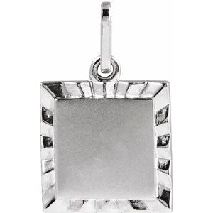 14K White Engravable Square Pendant 88724:102:P