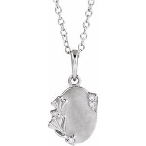 14K White .025 CTW Natural Diamond Engravable Floral 18" Necklace 88725:114:P