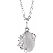 14K White .025 CTW Natural Diamond Engravable Floral 18