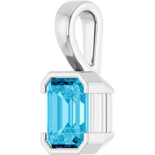 14K White Lab-Grown Aqua Sapphire Pendant 88743:60001:P