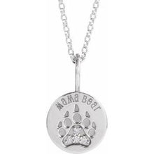 14K White .03 CTW Natural Diamond Mama Bear 18