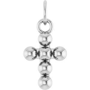 14K White Beaded Cross Pendant R50073:103:P