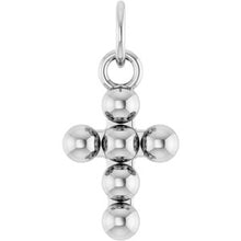 14K White Beaded Cross Pendant R50073:103:P