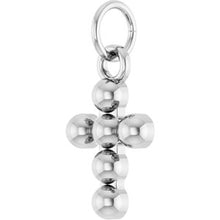 14K White Beaded Cross Pendant R50073:103:P