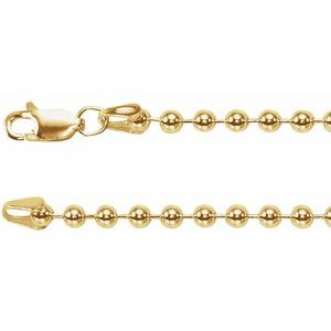 14K Yellow Gold-Filled 3 mm Hollow Bead 24" Chain CH438:104:P