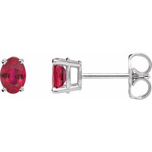 Platinum Lab-Grown Ruby Earrings 1870:268:P