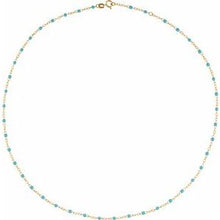 14K Yellow 2 mm Adjustable Turquoise Enamel Bead 19-20