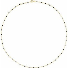 14K Yellow 2 mm Adjustable Black Enamel Bead 17-18